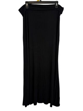 3/$20 Free To Live Women's Black Fold Over Waist Knit Maxi Skirt Size 2X